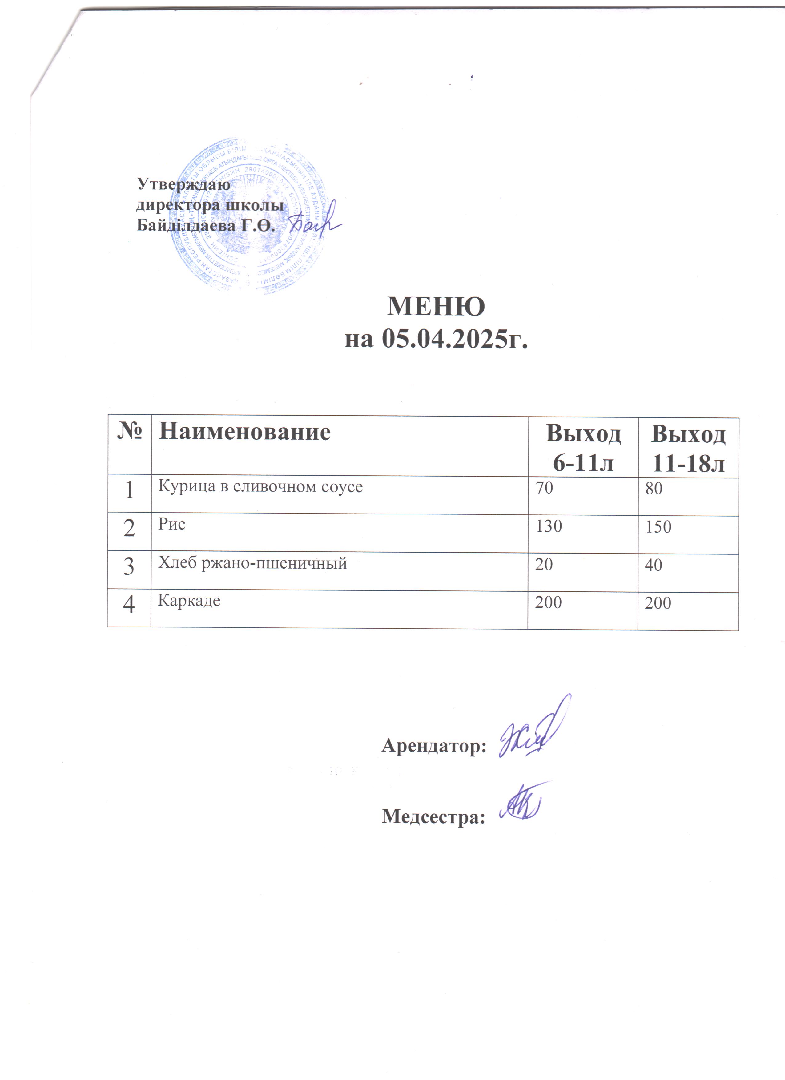 Асхана мәзірі