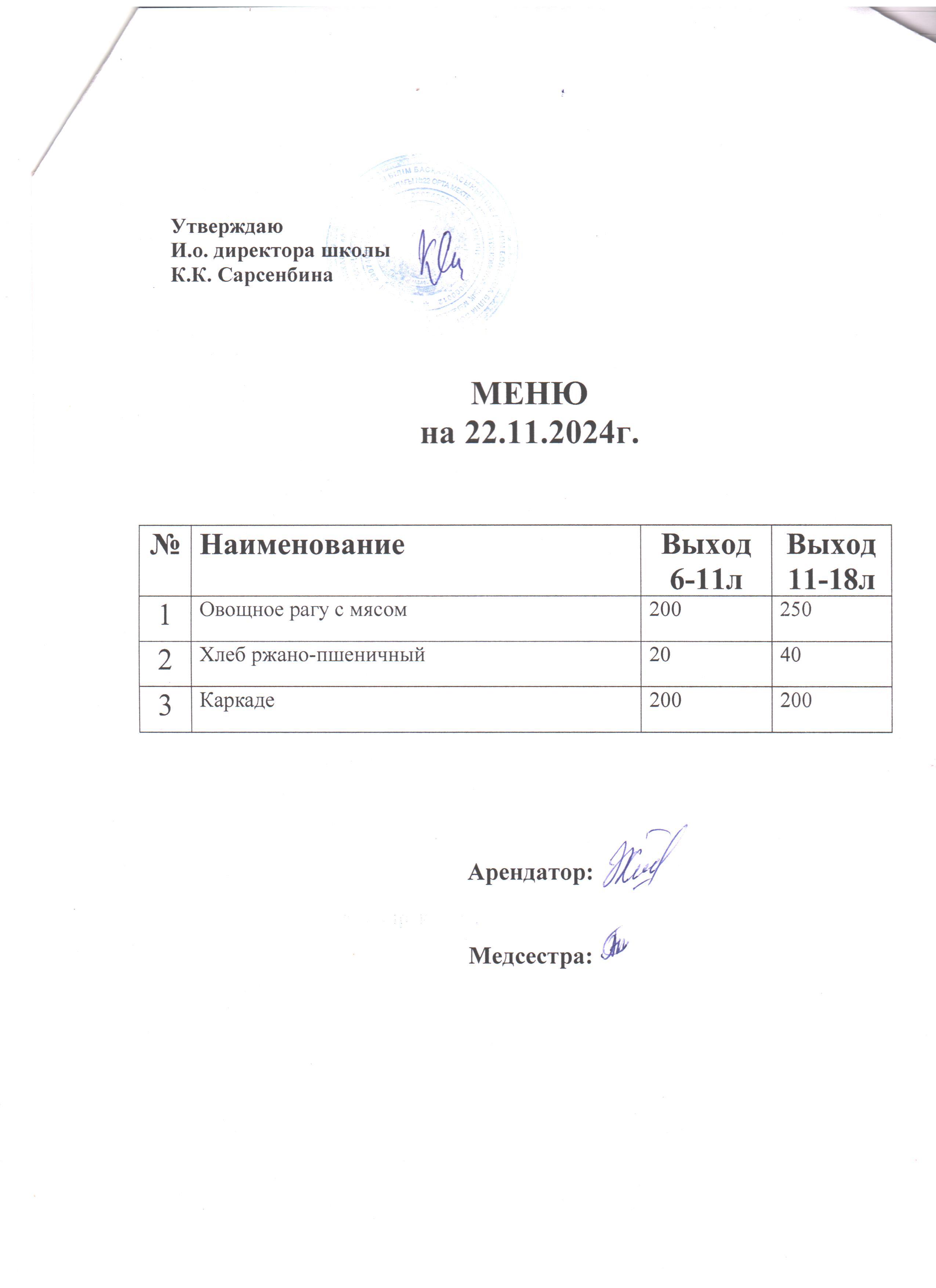 Ас мәзірі