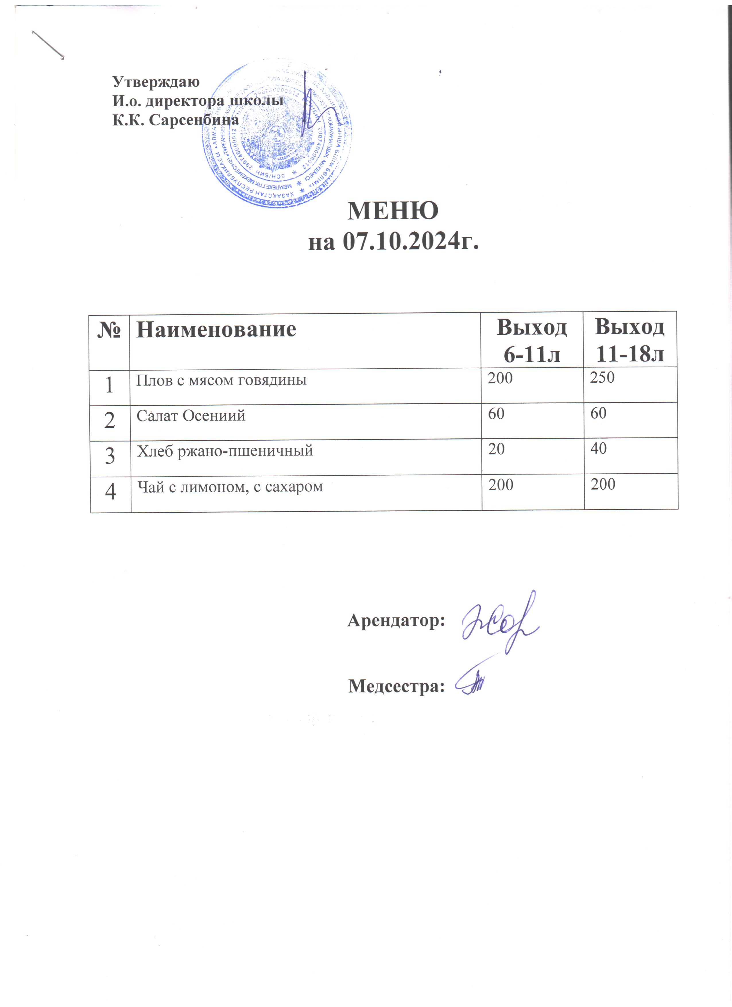 Ас мәзірі
