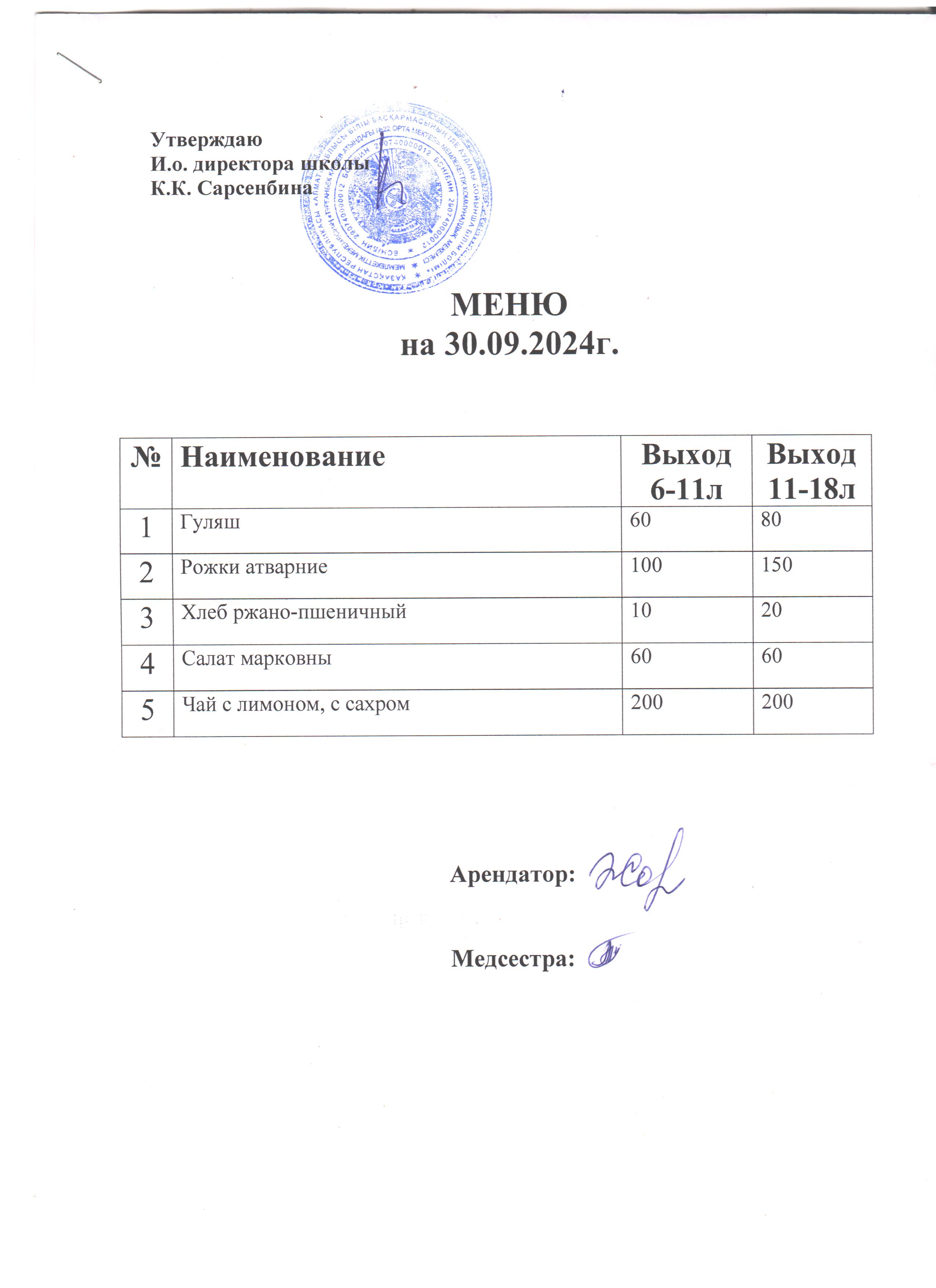 Ас мәзірі